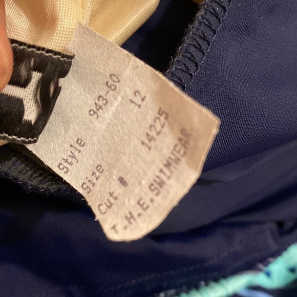 T.H.E. Palm print navy one piece swimwear. Size 12. New. - Picture 6 of 12